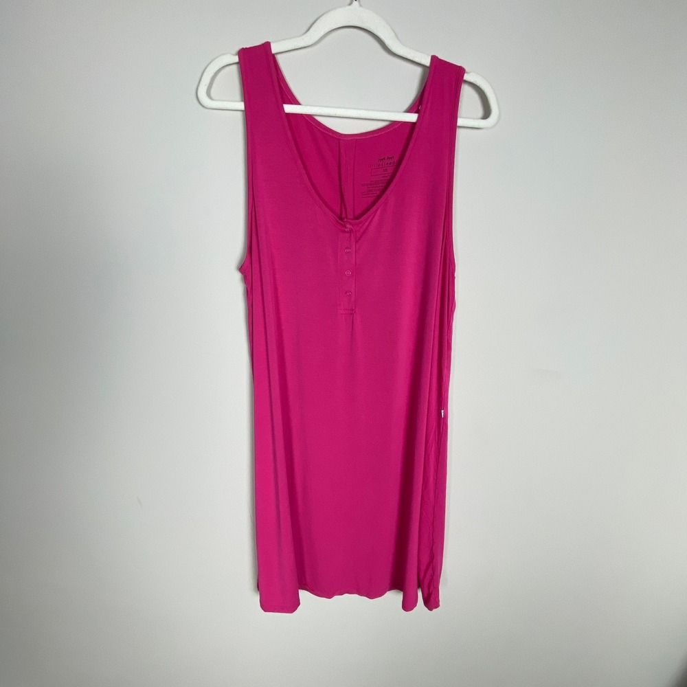 Little Sleepies Sleeveless Nightgown Henley Sleep Womens XXL Pink Bamboo Pajamas